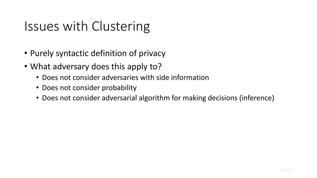 issues with clustering