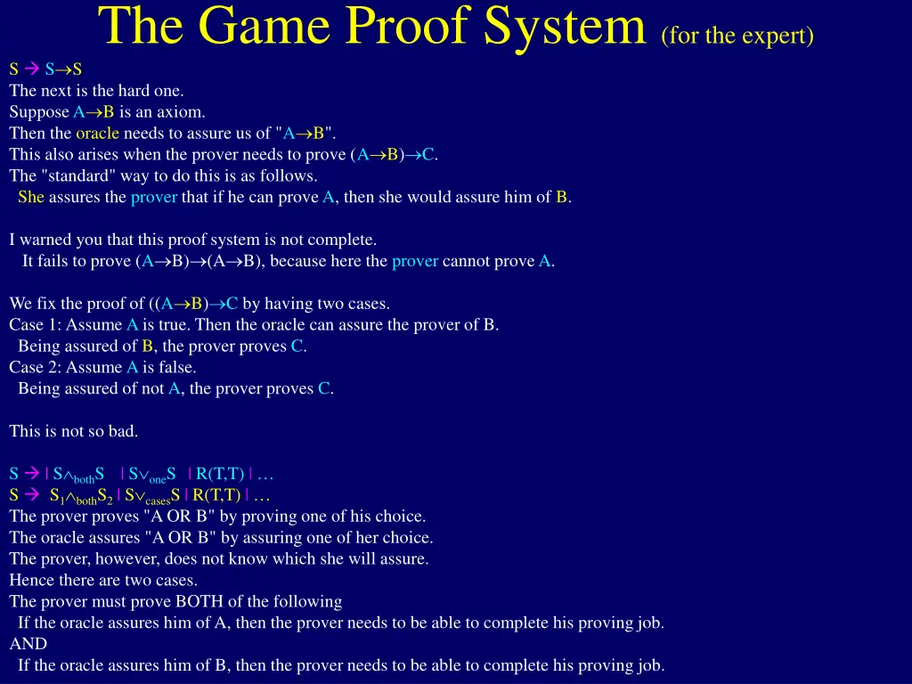 the game proof system for the expert 2