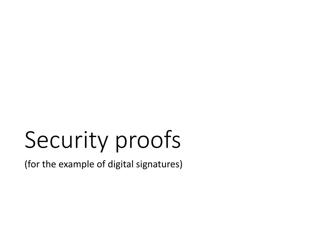 security proofs for the example of digital