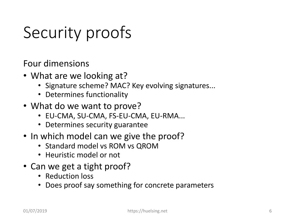 security proofs