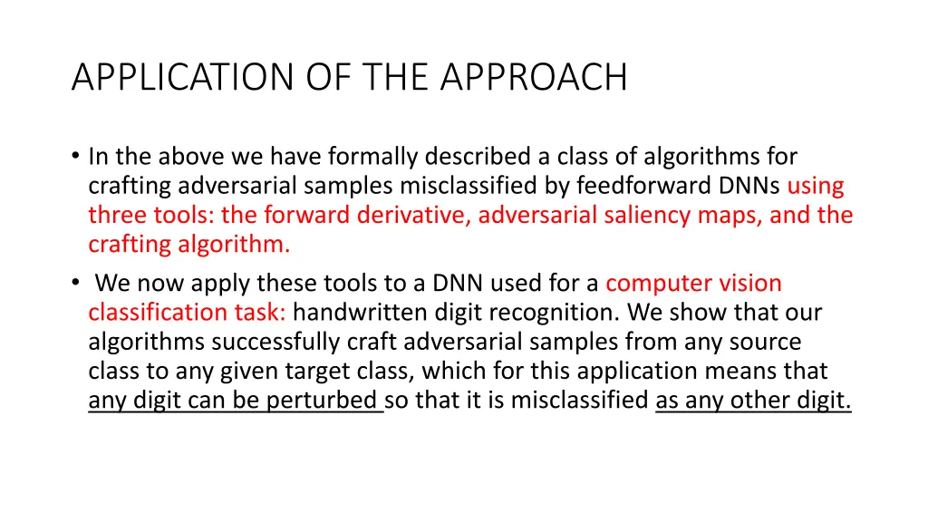 application of the approach