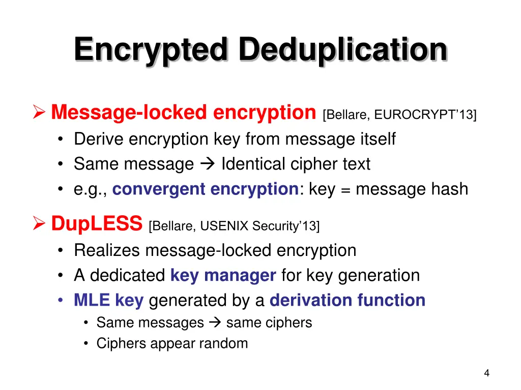 encrypted deduplication