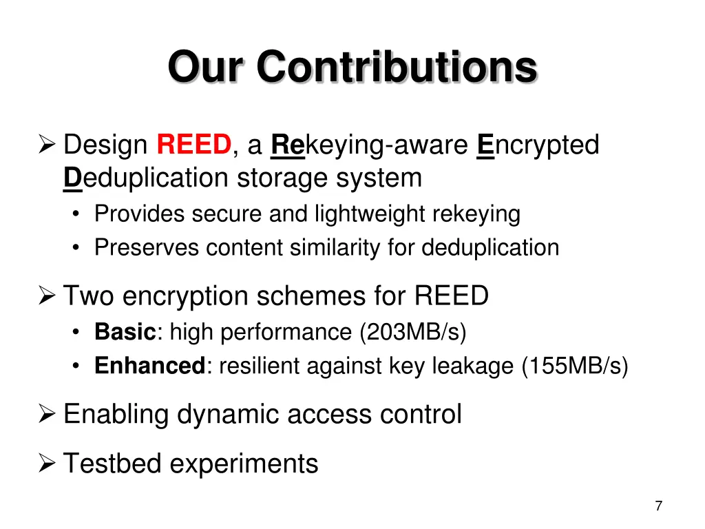 our contributions