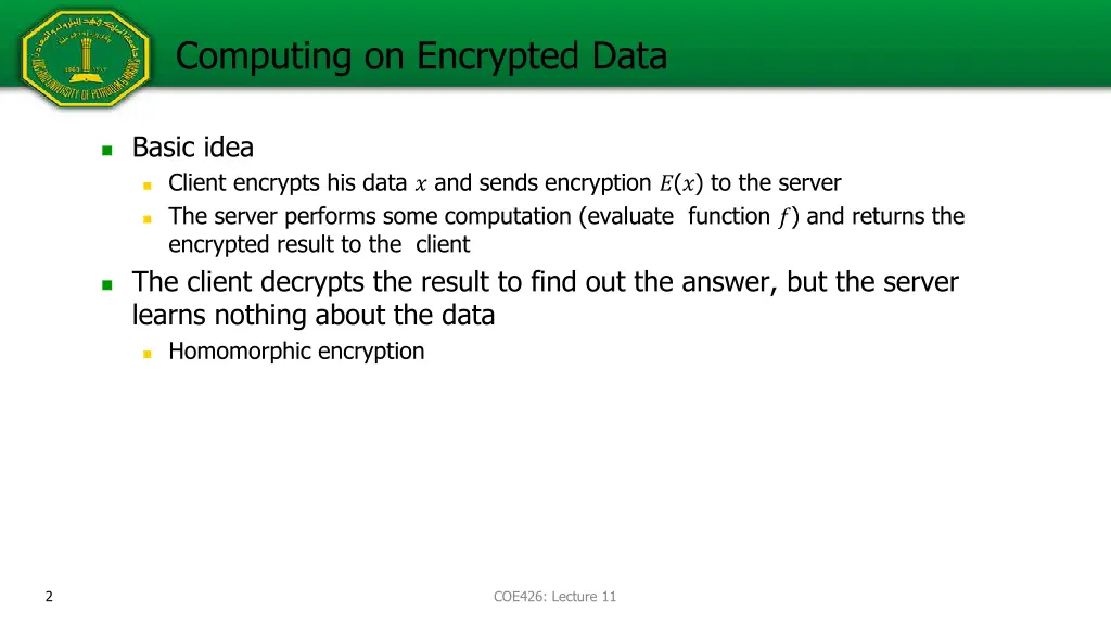 computing on encrypted data