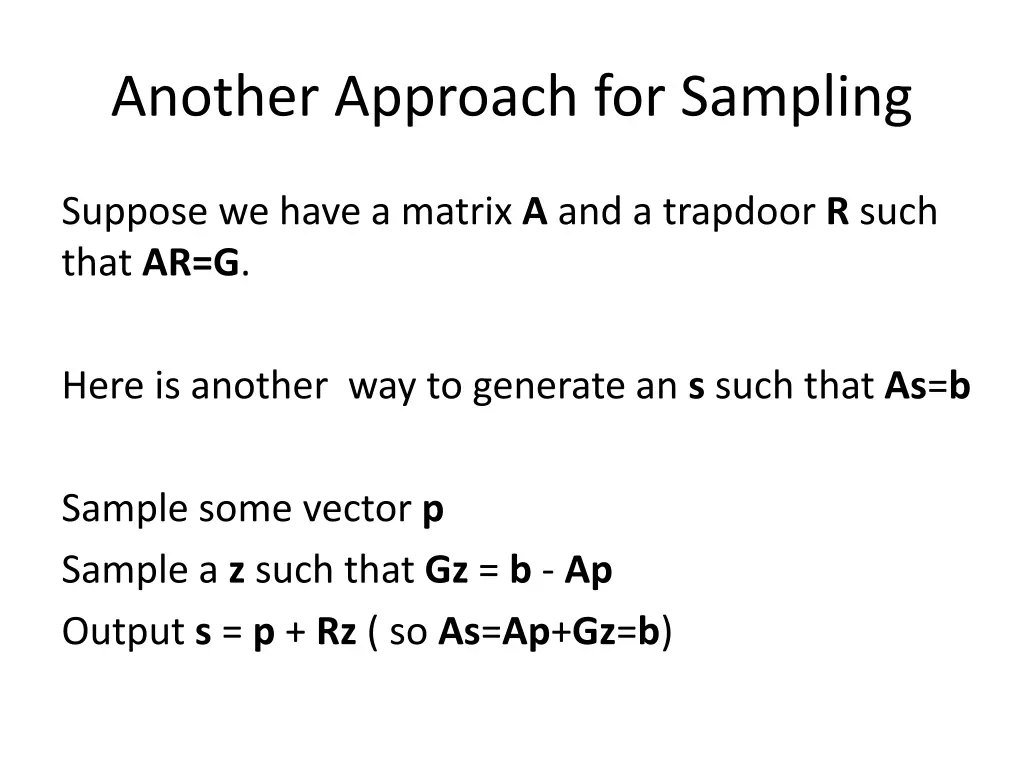 another approach for sampling