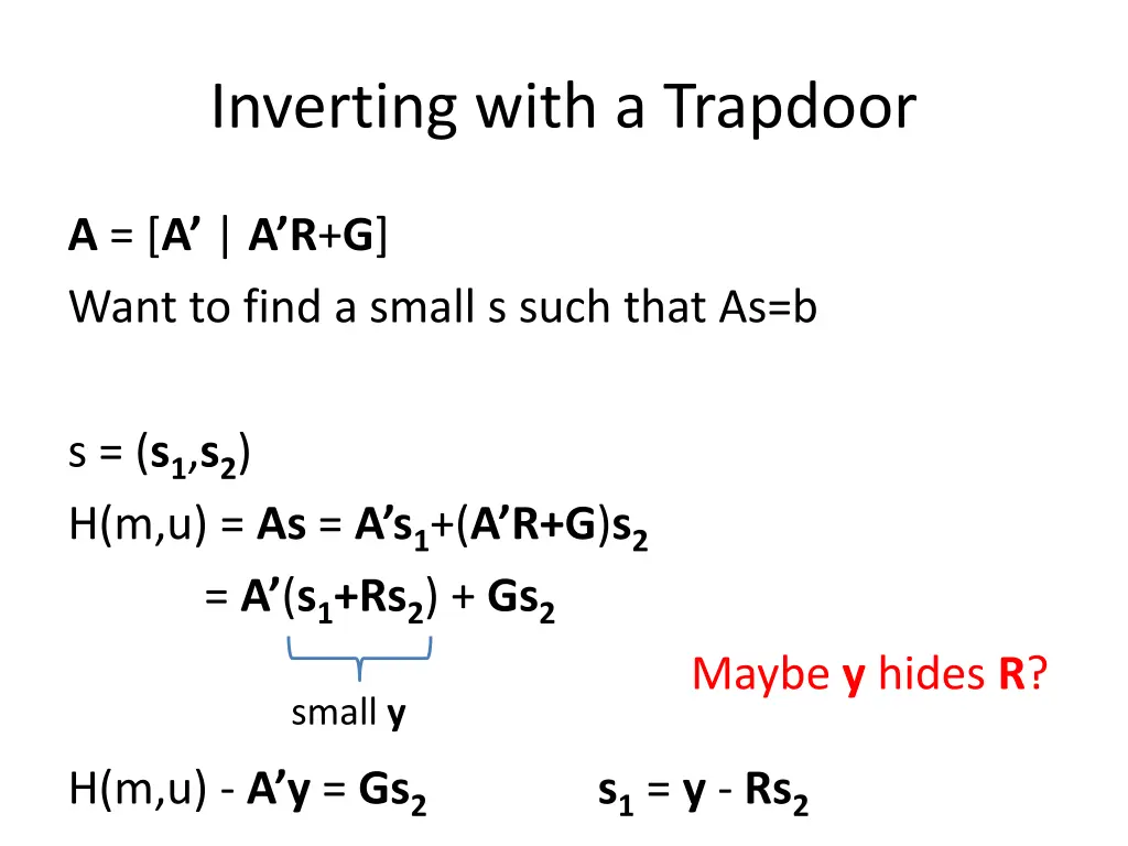 inverting with a trapdoor 2