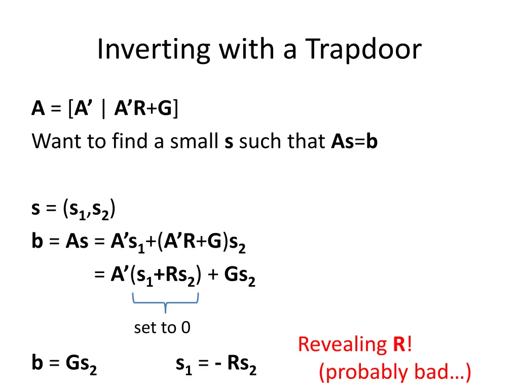 inverting with a trapdoor