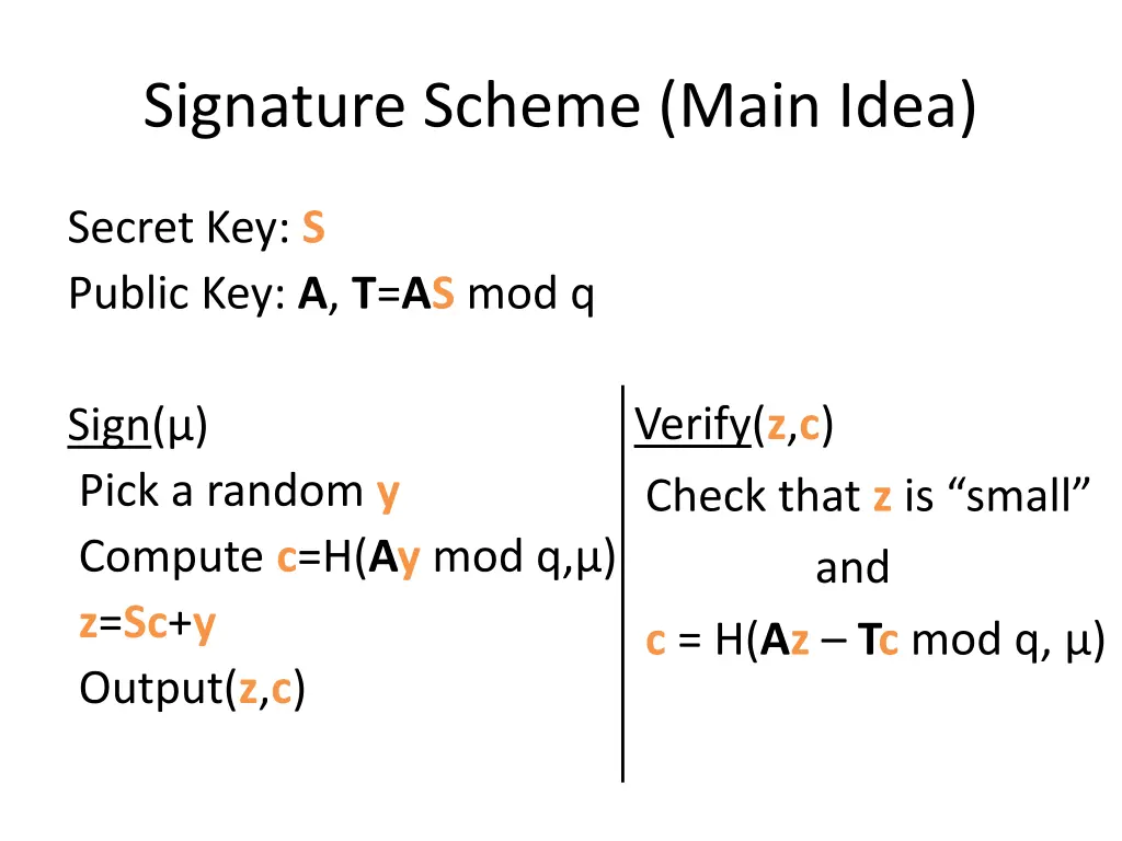 signature scheme main idea