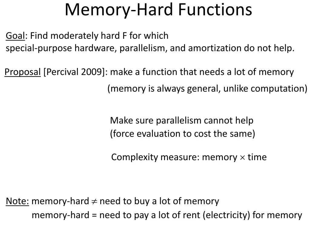 memory hard functions