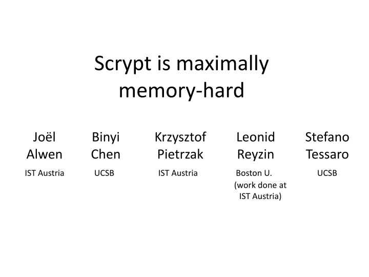 scrypt is maximally memory hard