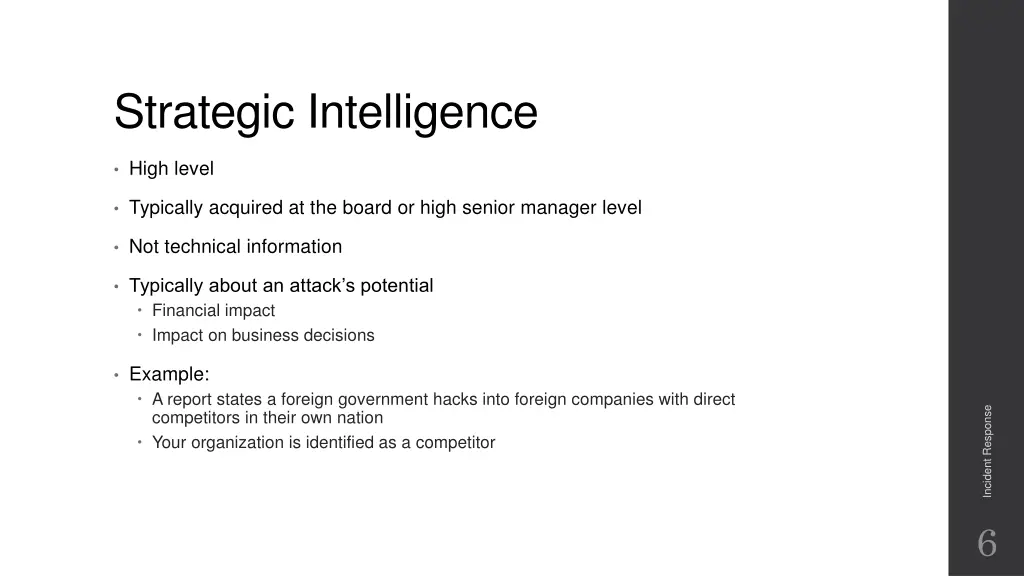 strategic intelligence