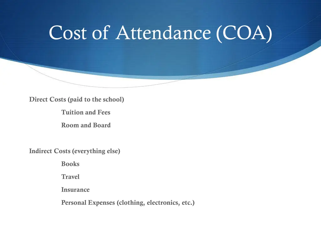 cost of attendance coa