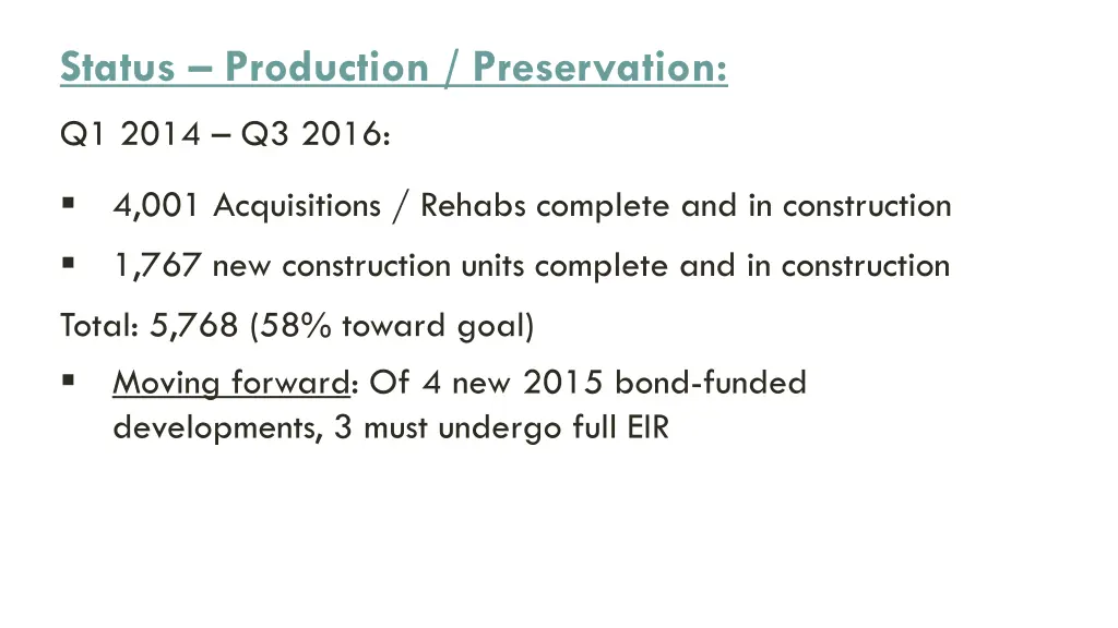 status production preservation