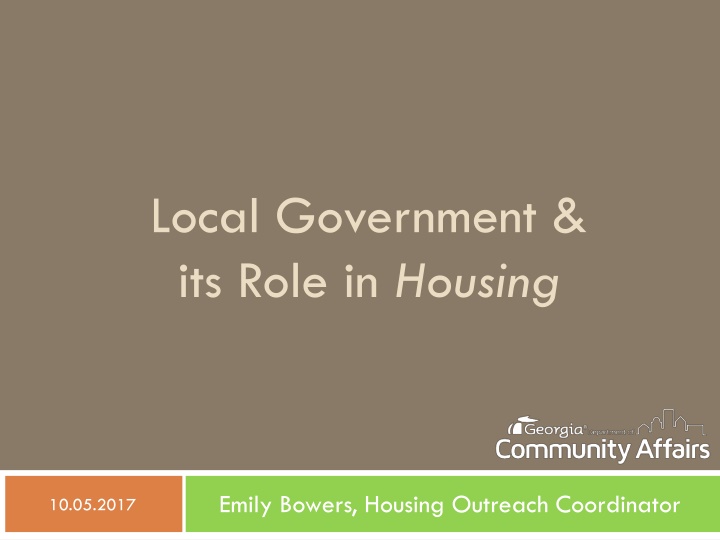 local government its role in housing