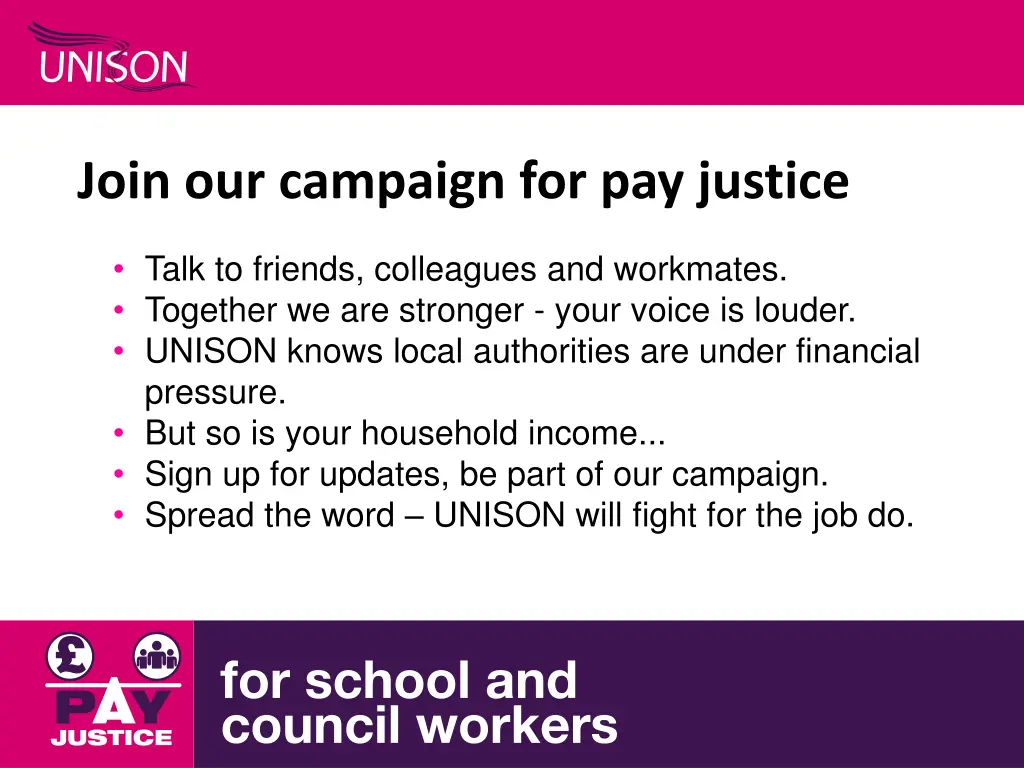 join our campaign for pay justice