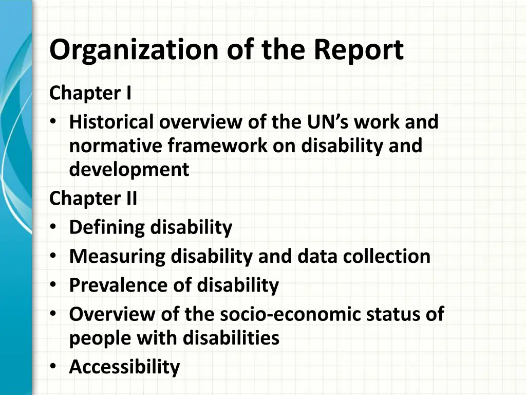 organization of the report