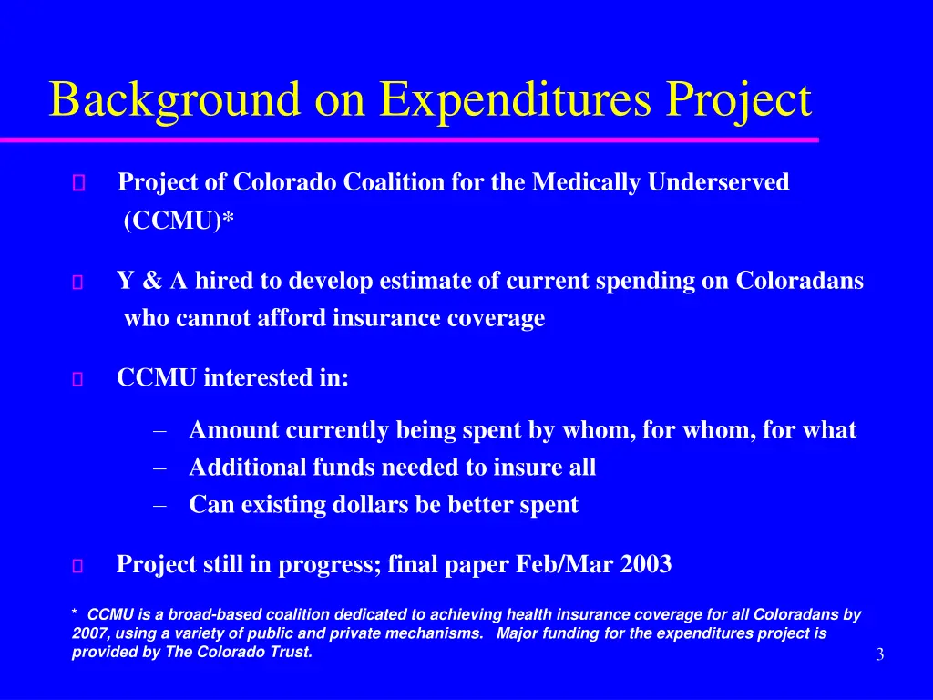 background on expenditures project