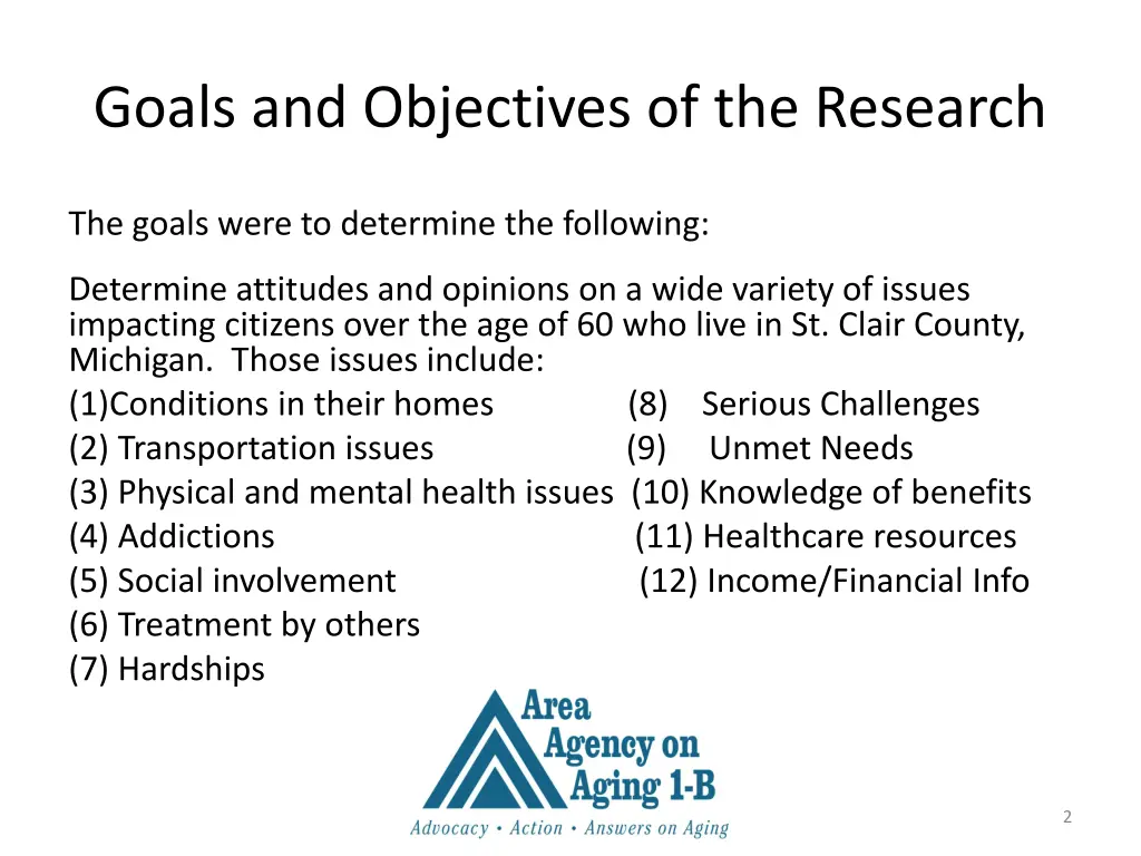 goals and objectives of the research