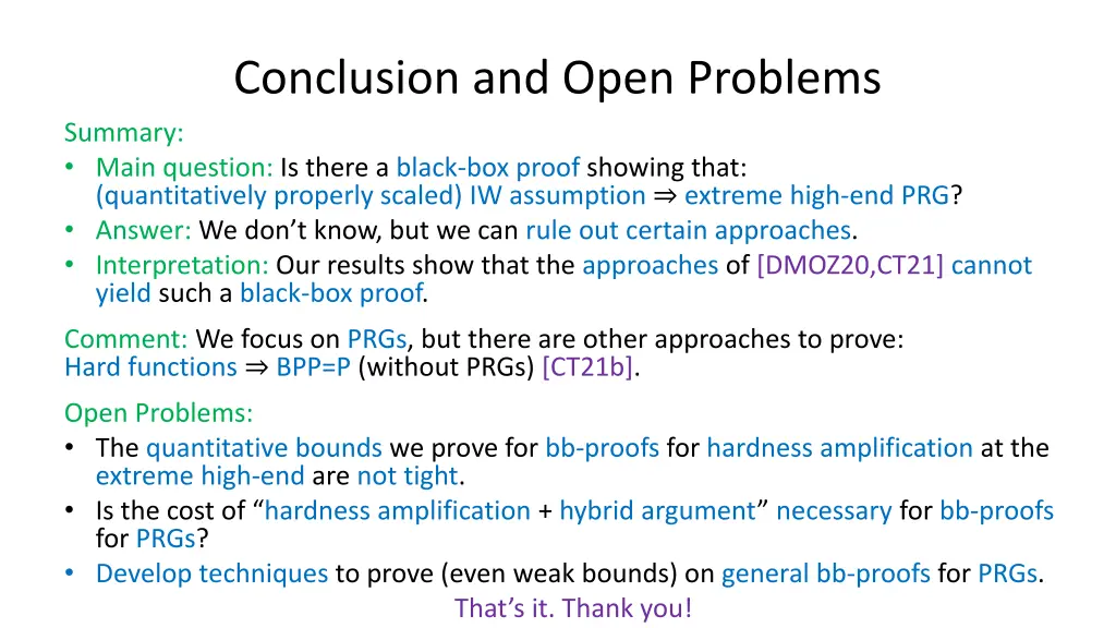 conclusion and open problems