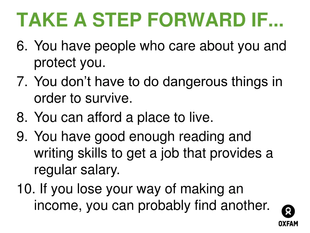 take a step forward if 6 you have people who care