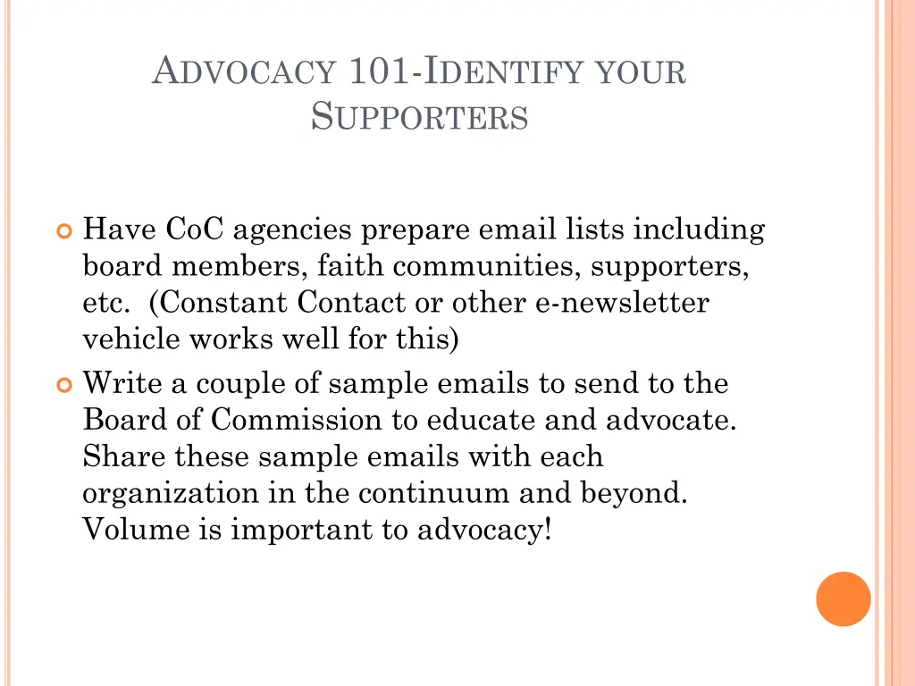 a dvocacy 101 i dentify your s upporters