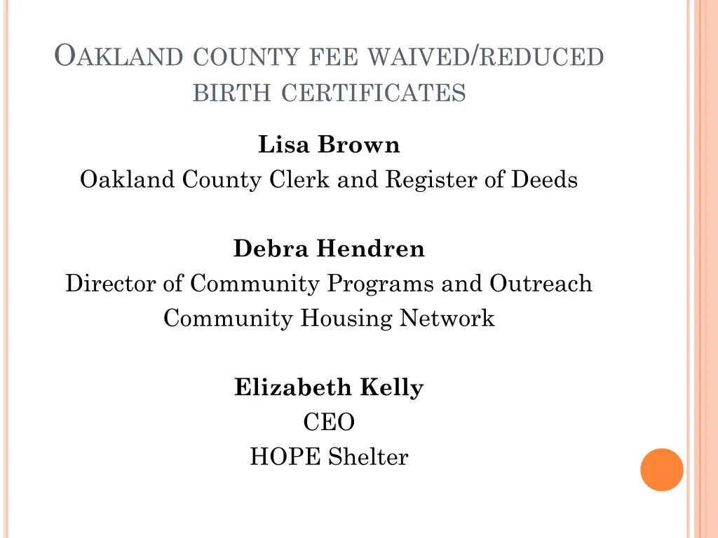 o akland county fee waived reduced birth