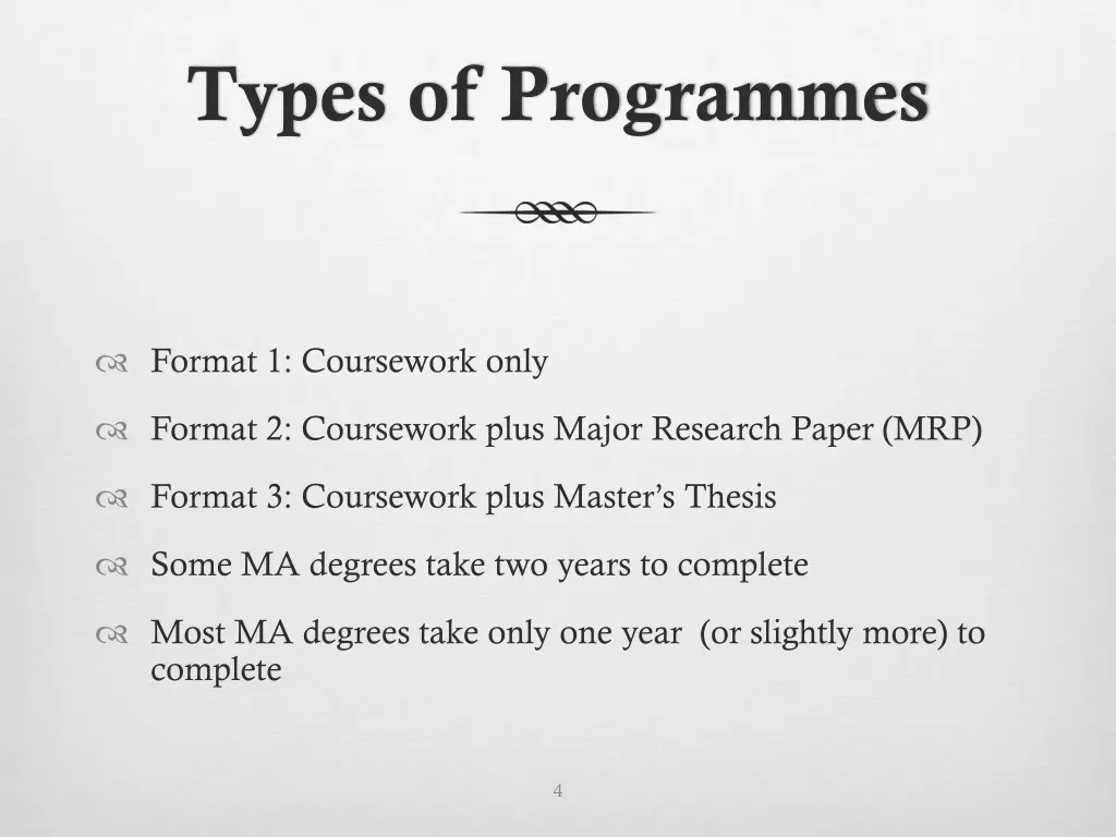 types of programmes