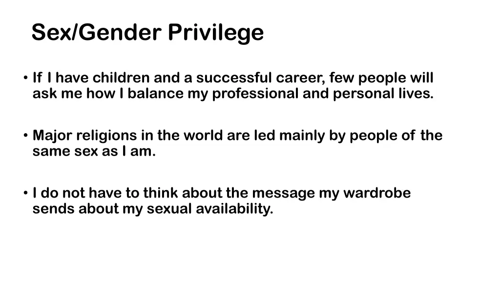 sex gender privilege