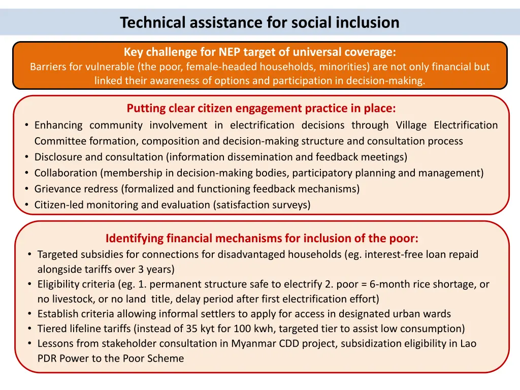 technical assistance for social inclusion