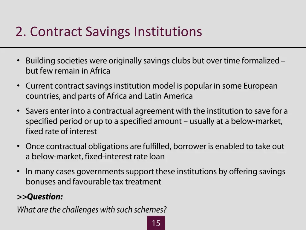 2 contract savings institutions