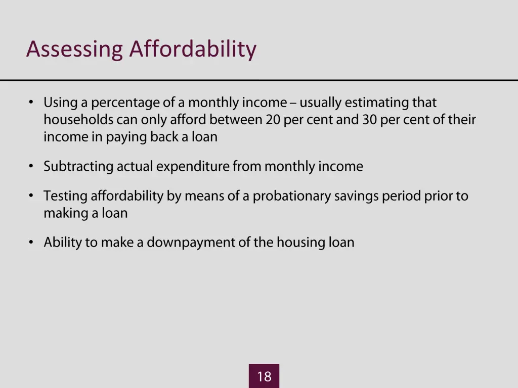 assessing affordability