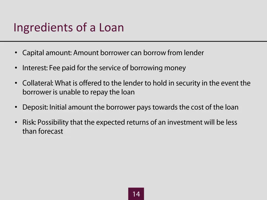 ingredients of a loan