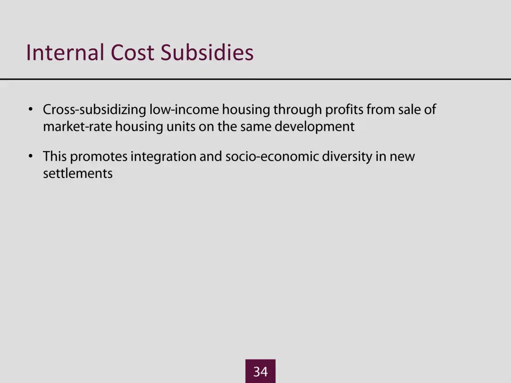 internal cost subsidies