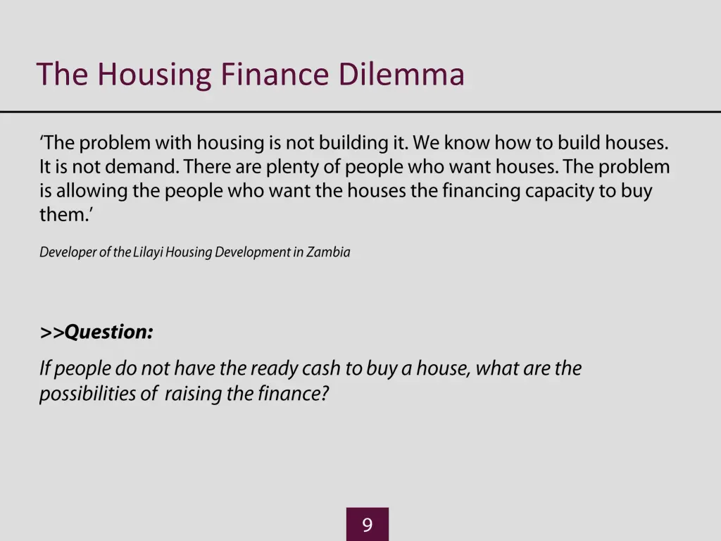 the housing finance dilemma