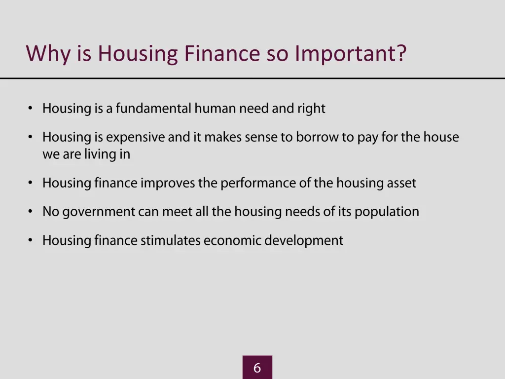 why is housing finance so important