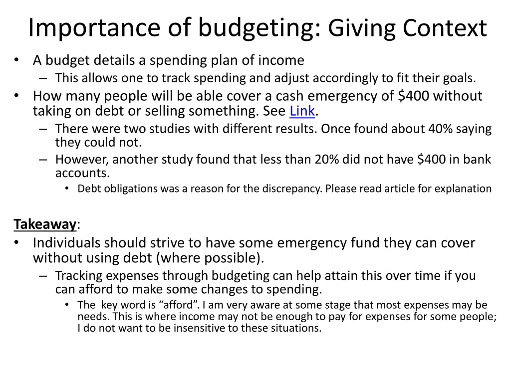 importance of budgeting giving context a budget