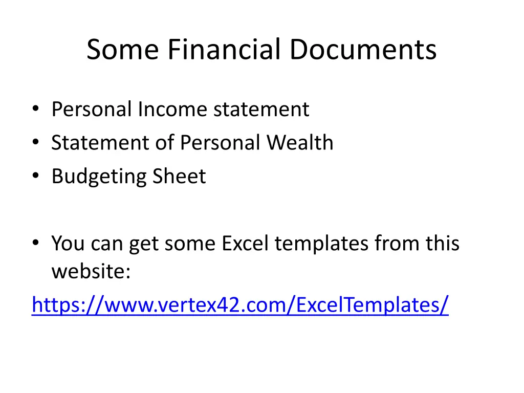 some financial documents