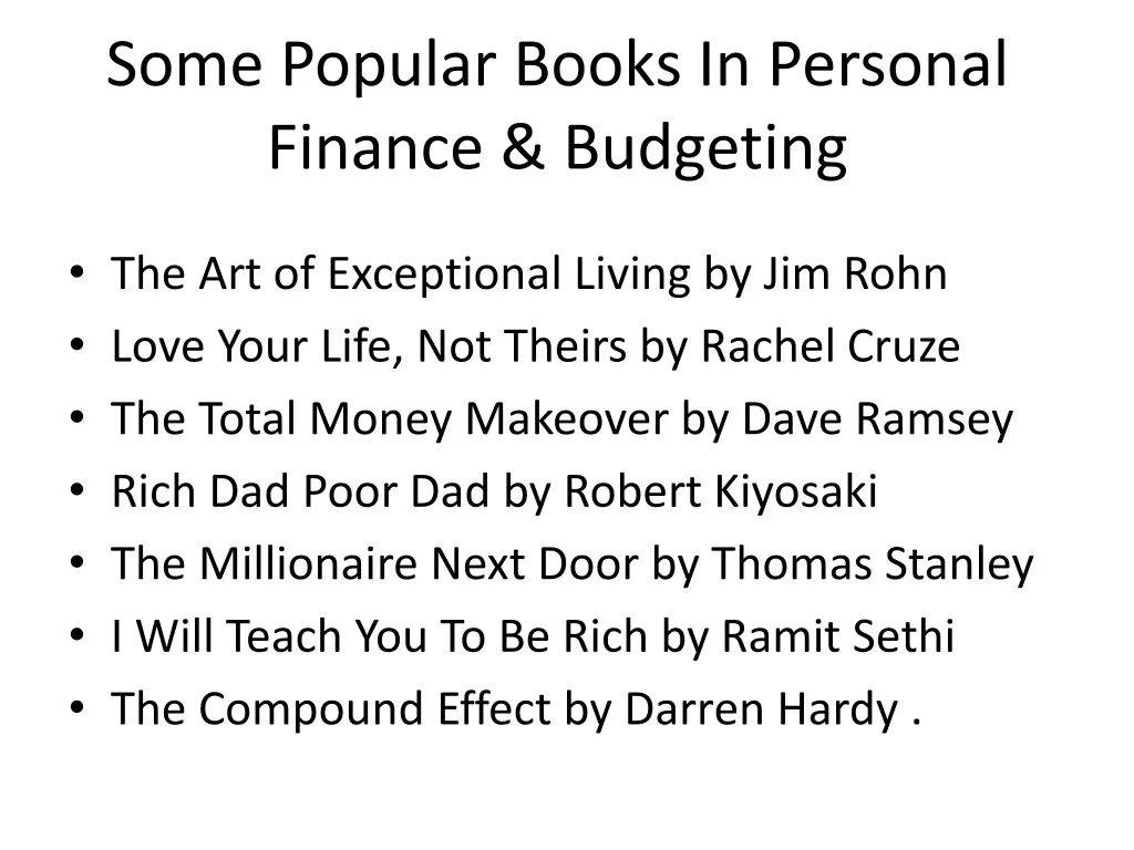 some popular books in personal finance budgeting