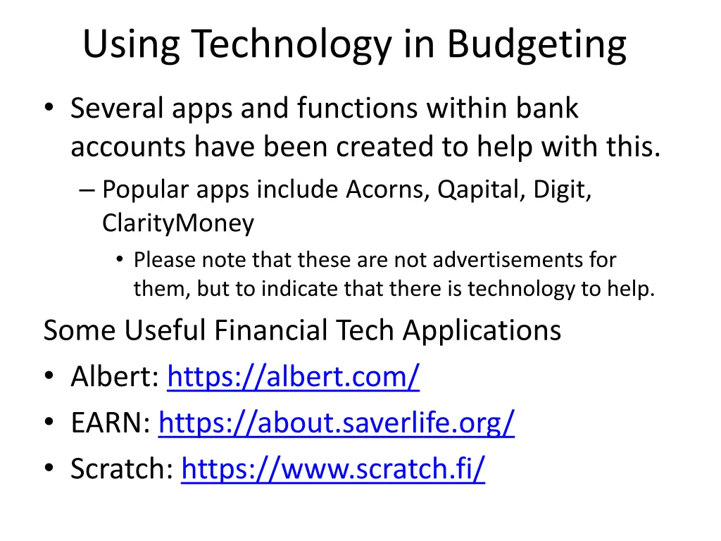 using technology in budgeting