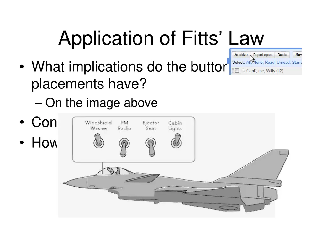 application of fitts law