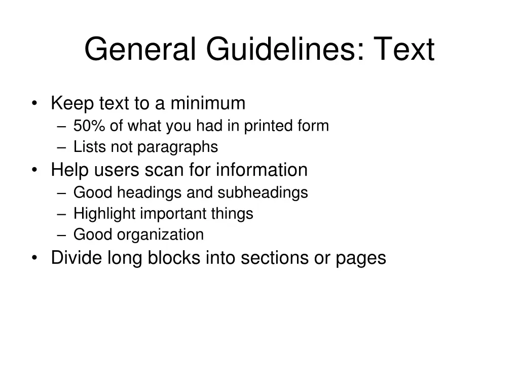 general guidelines text