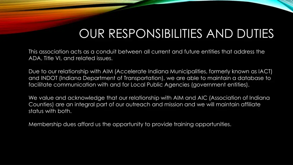 our responsibilities and duties