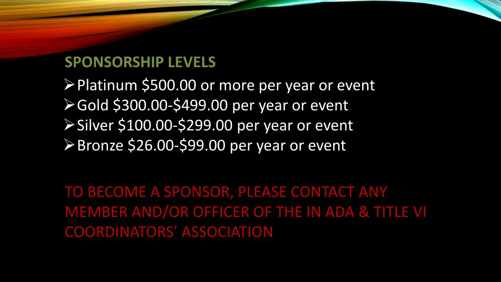 sponsorship levels platinum 500 00 or more