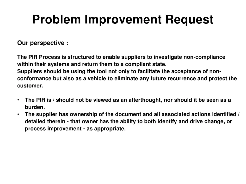 problem improvement request 2