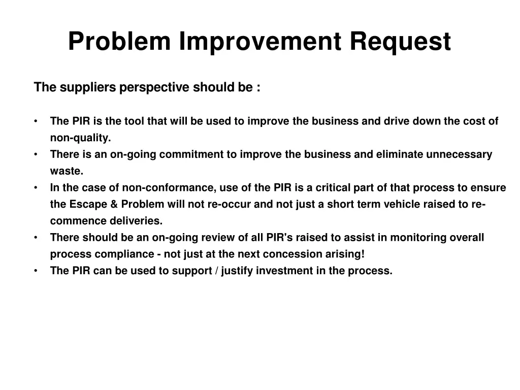 problem improvement request 3