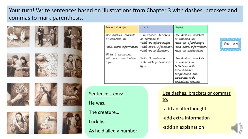 your turn write sentences based on illustrations