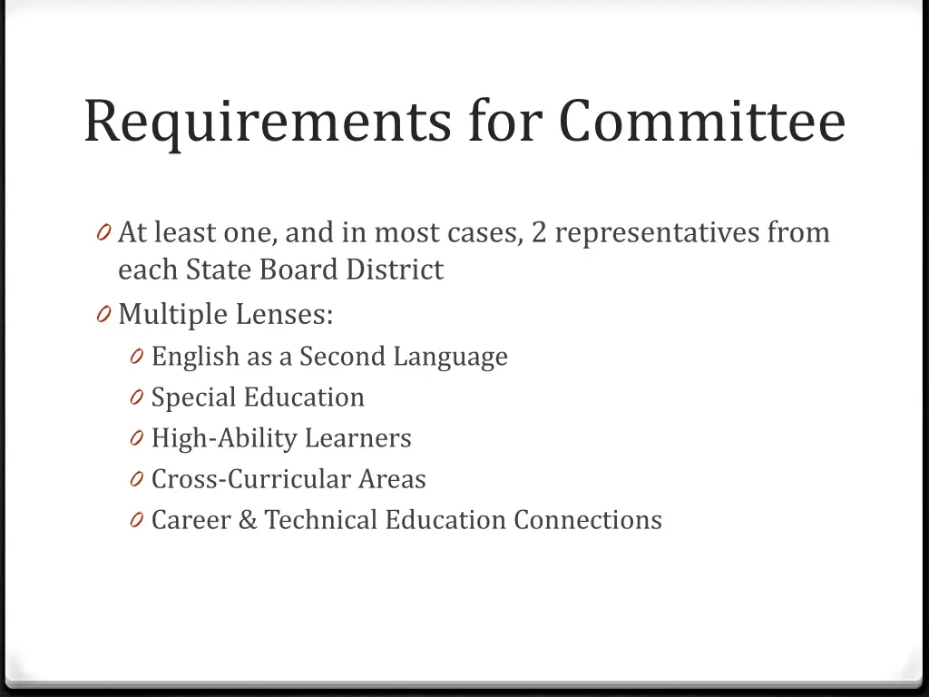 requirements for committee