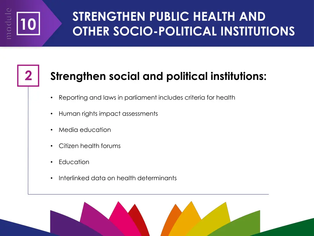 strengthen public health and other socio 1