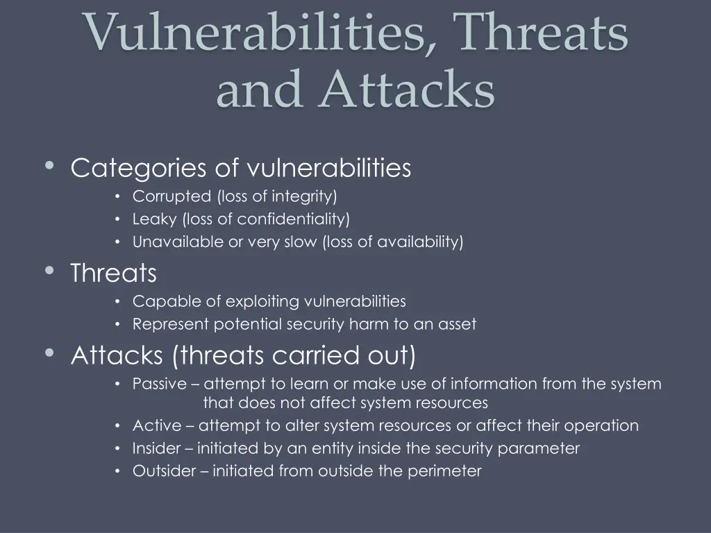 vulnerabilities threats and attacks