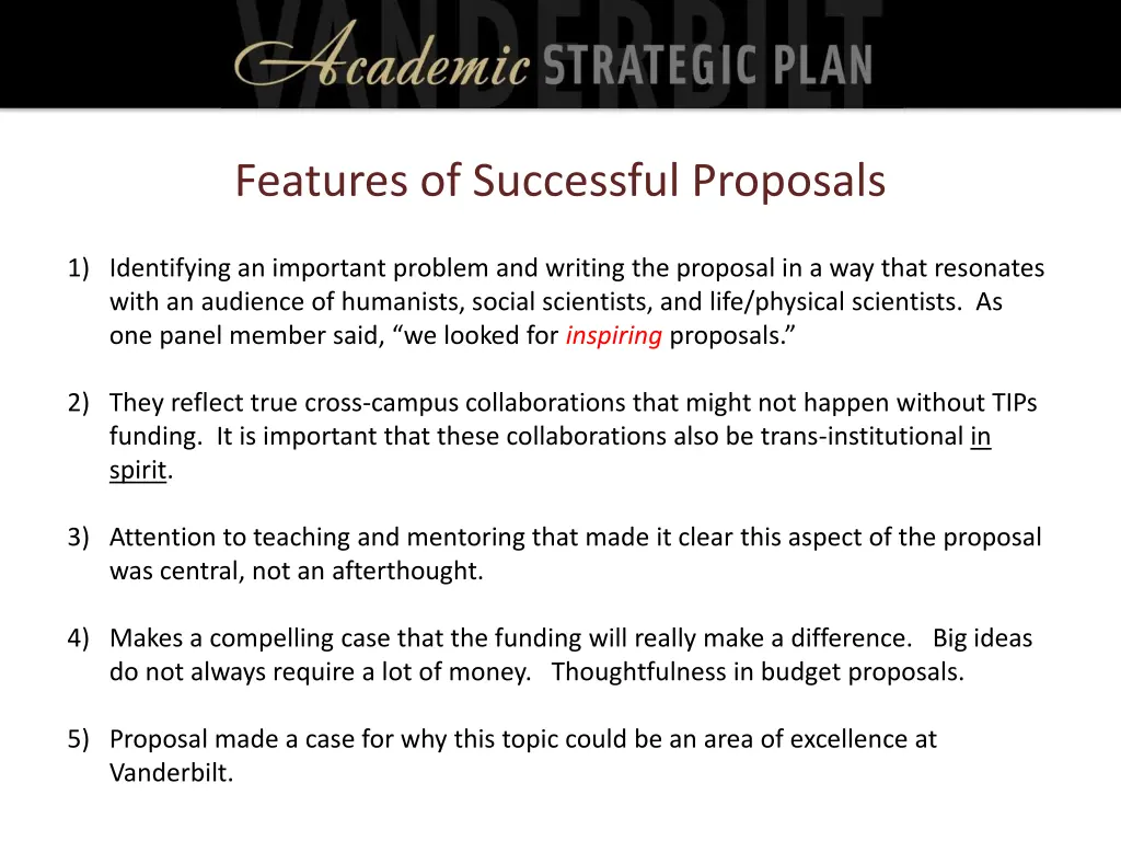 features of successful proposals